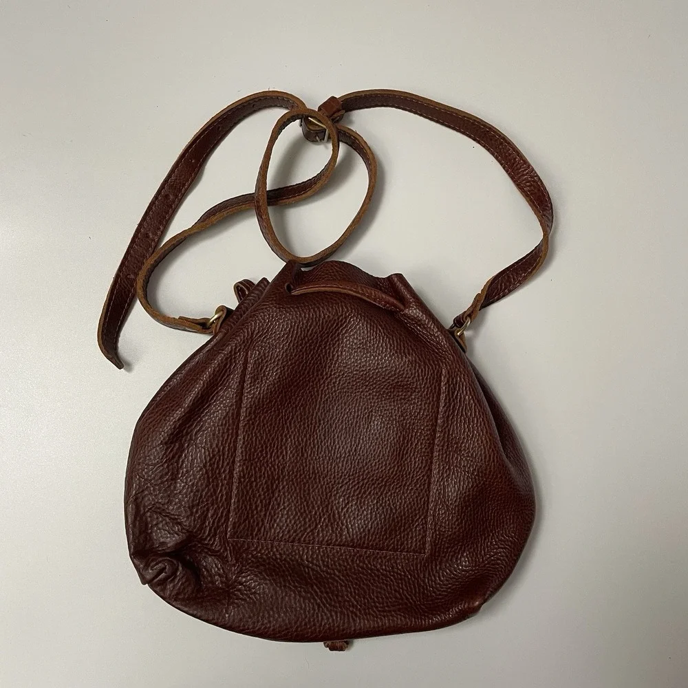 Portland Leather Goods Bucket Bag Pebbled Leather Brown‎ Handmade Artisanal B25
